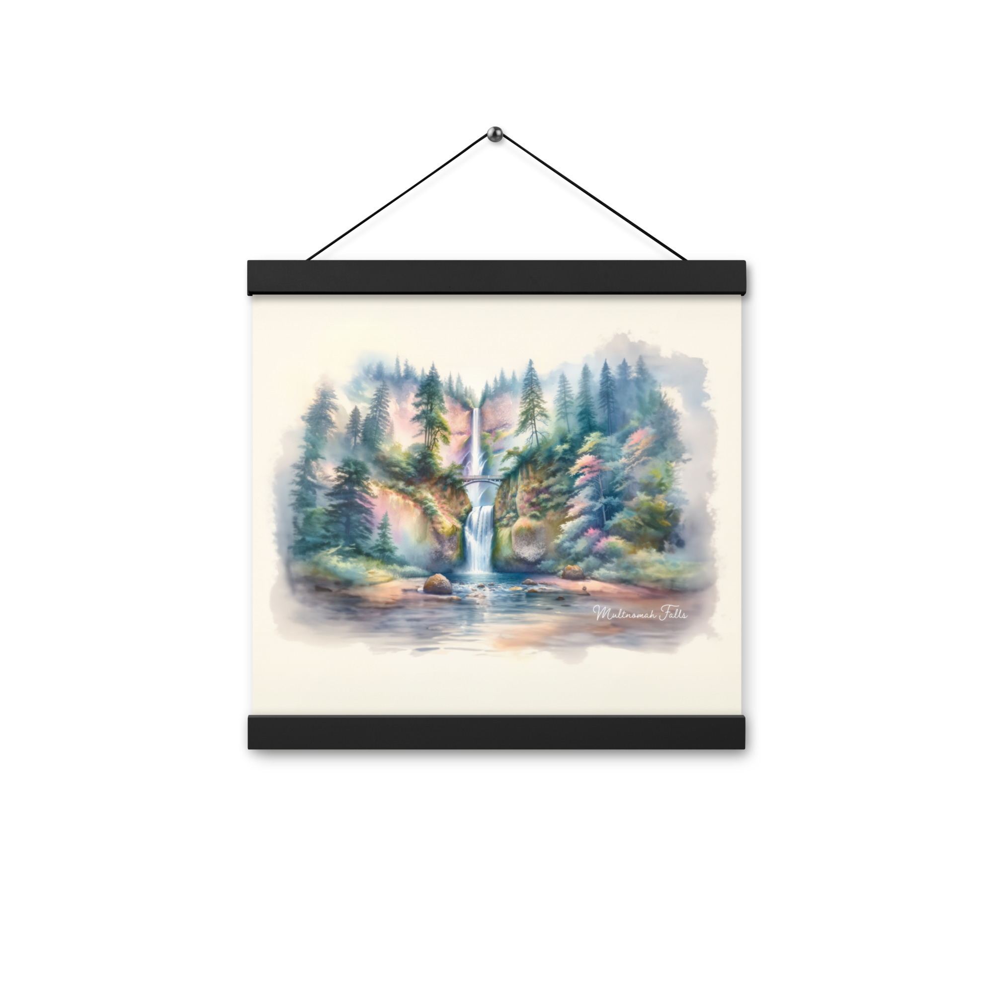 Multnomah Falls Watercolor Hanging Poster