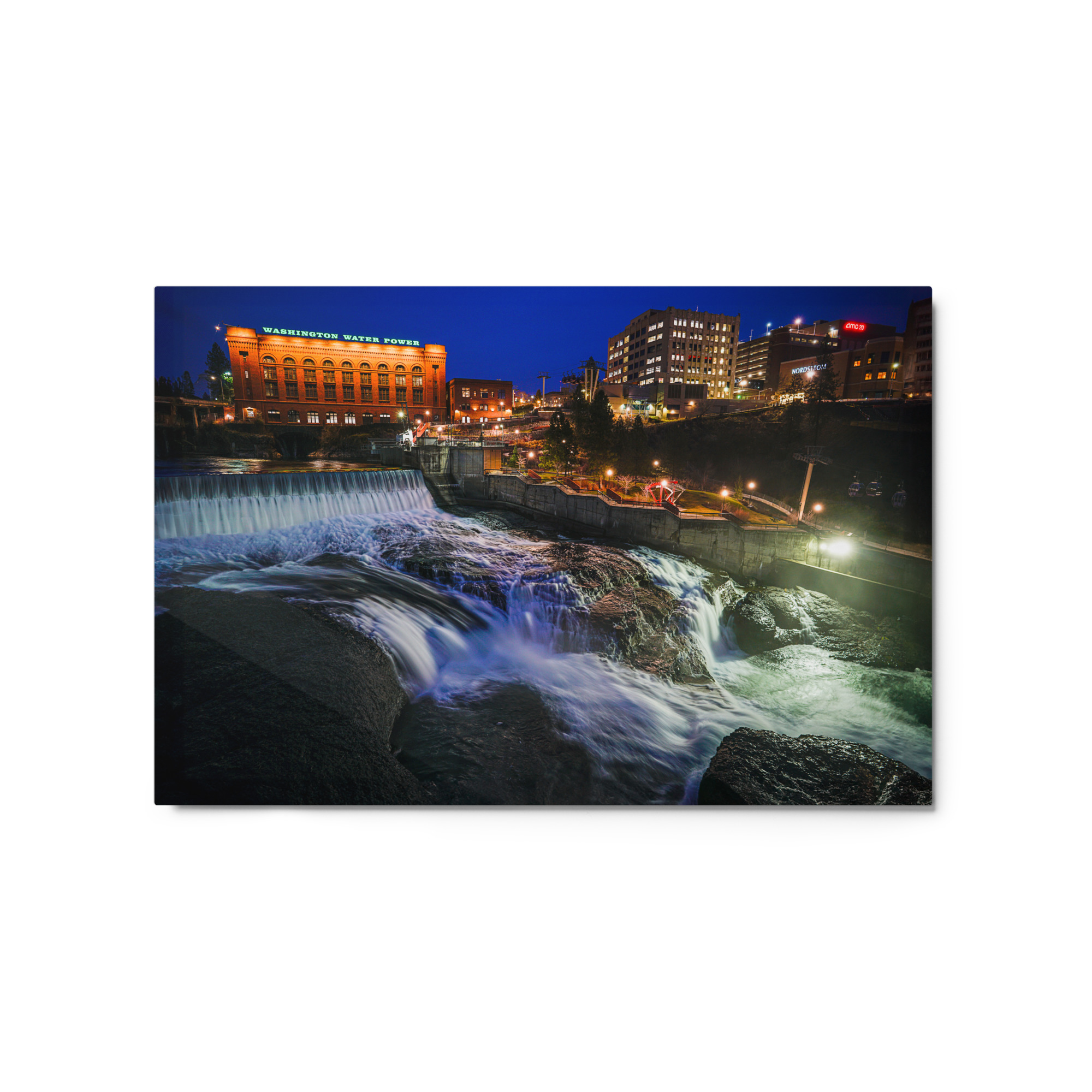 Spokane Falls Night Scene Metal Print