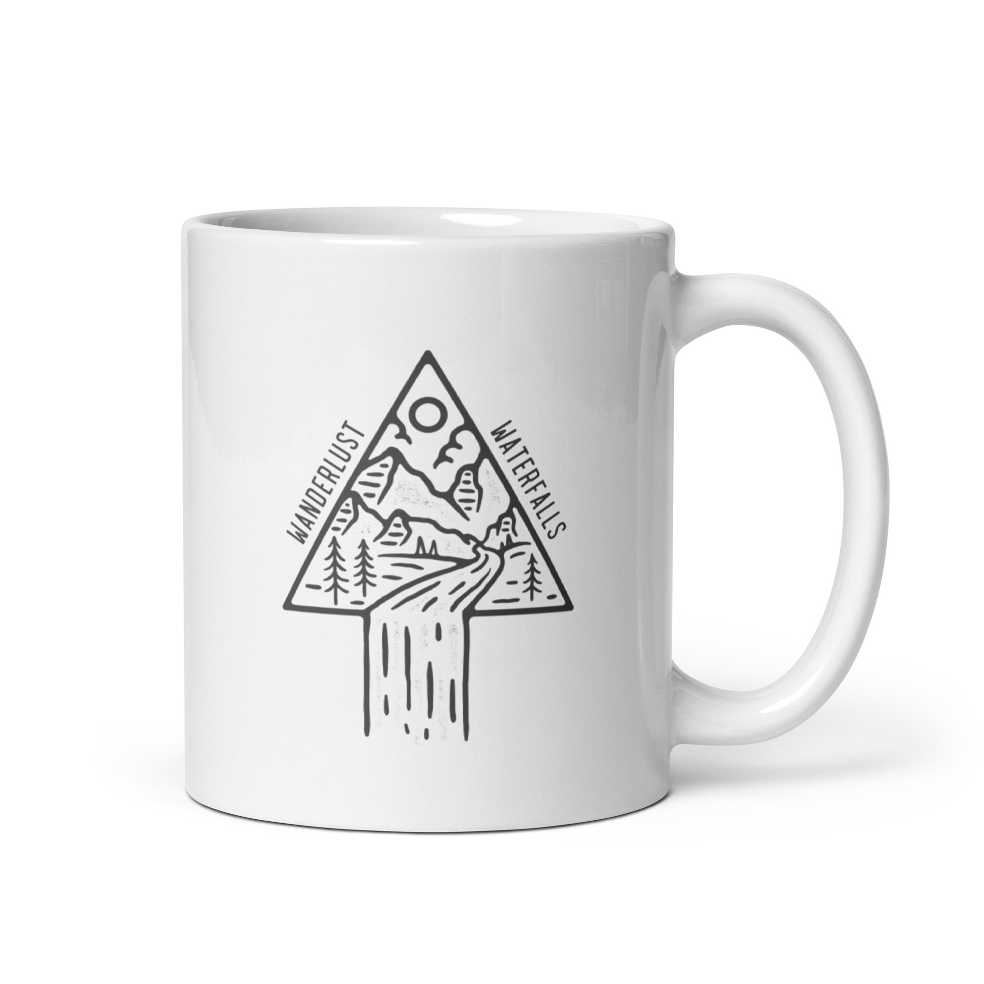 “Waterfalls & Wanderlust” Geometric Ceramic Mug